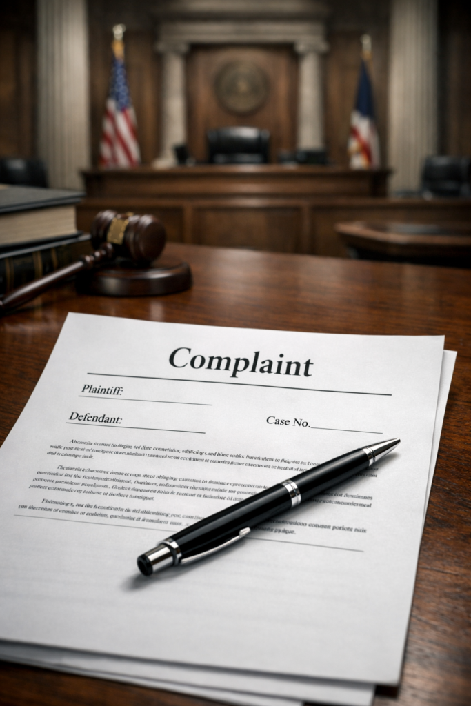 civil complaint document used to start a lawsuit in court