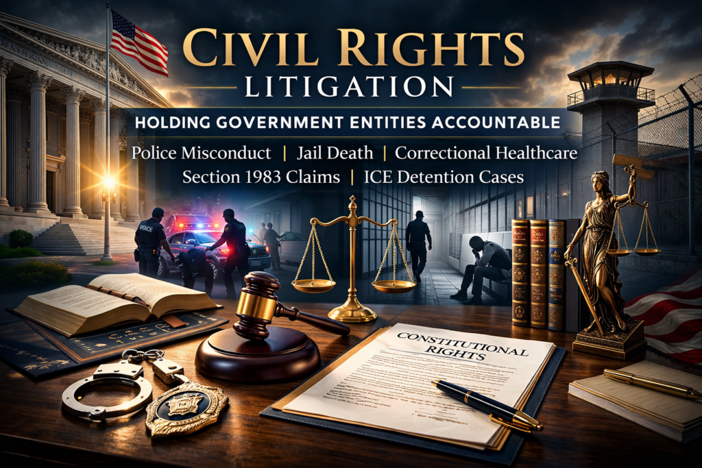 Civil rights lawyer representing victims of police misconduct, jail death, correctional healthcare neglect, and constitutional rights violations under Section 1983.
