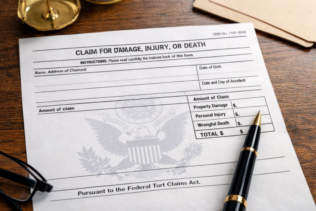 Standard Form 95 used to file a claim under the Federal Tort Claims Act