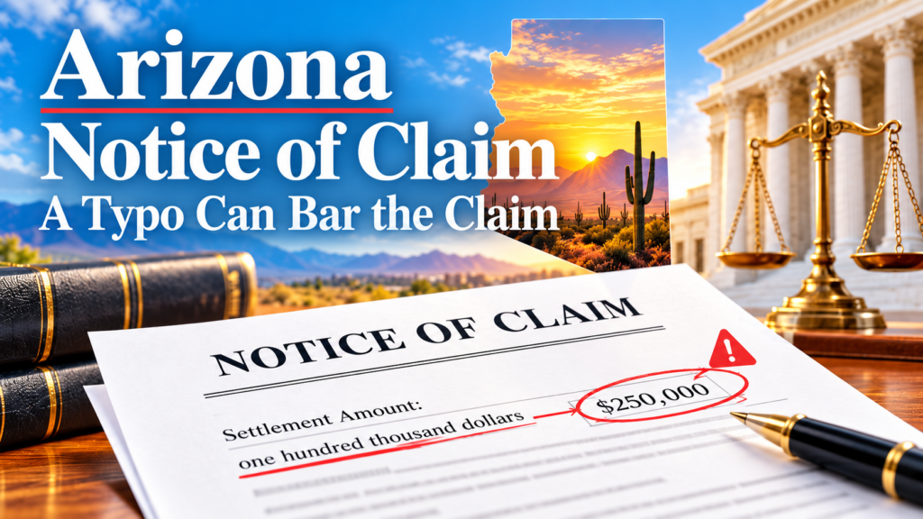 Arizona Notice of Claim showing conflicting settlement amounts of one hundred thousand dollars and $250,000.